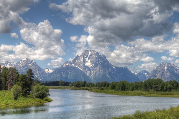 The Grand Tetons taken from Oxbow Bend, near Yellowstone national park