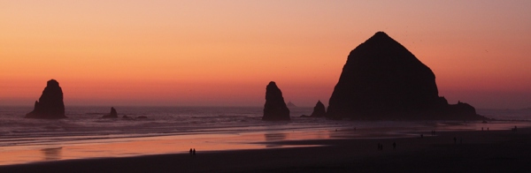 Sunset at Cannon Beach on the Oregon coast